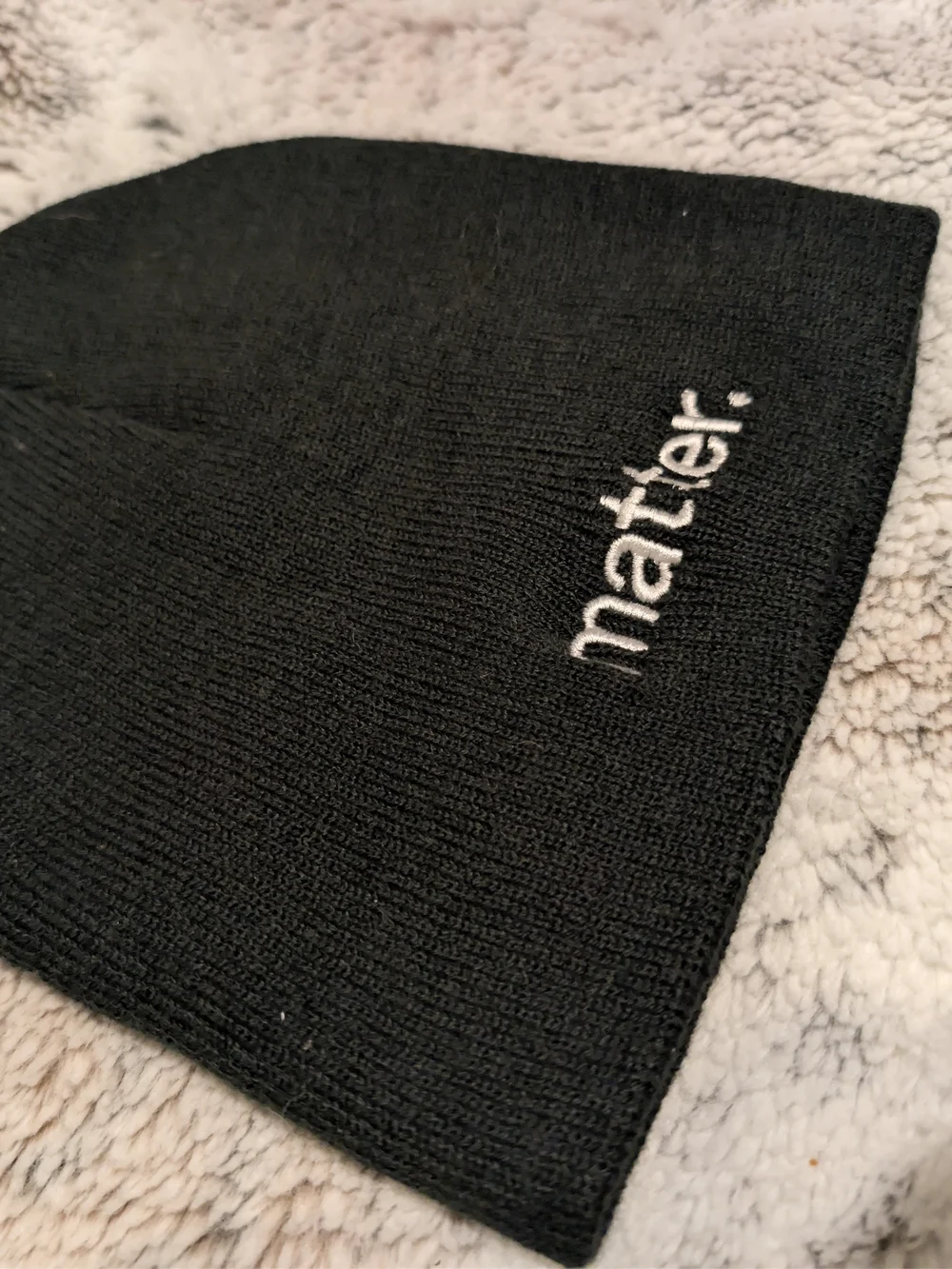 Port & Company Black Knit Beanie Hat Embroidered Matter Skull Cap